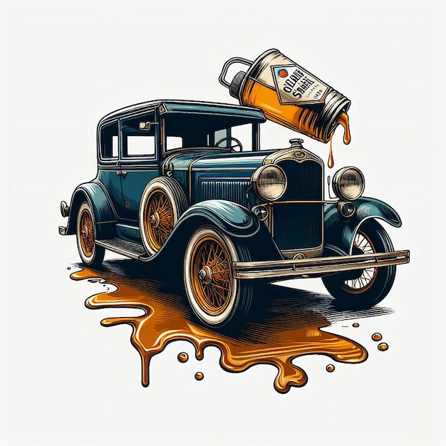 a drawing of a car with a bottle of milk on it