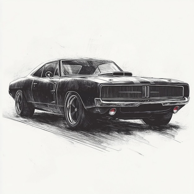 Photo a drawing of a car with the license plate number 7