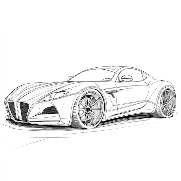 a drawing of a car with a silver car on it