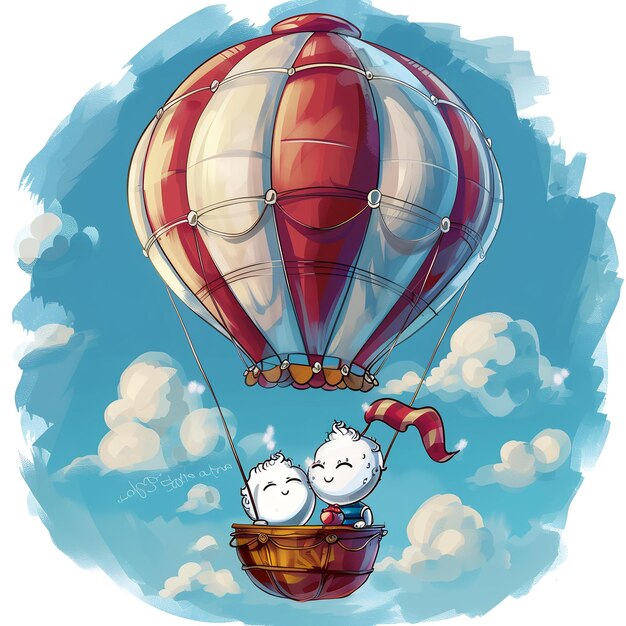 A drawing of a cat and a balloon with a cat on it