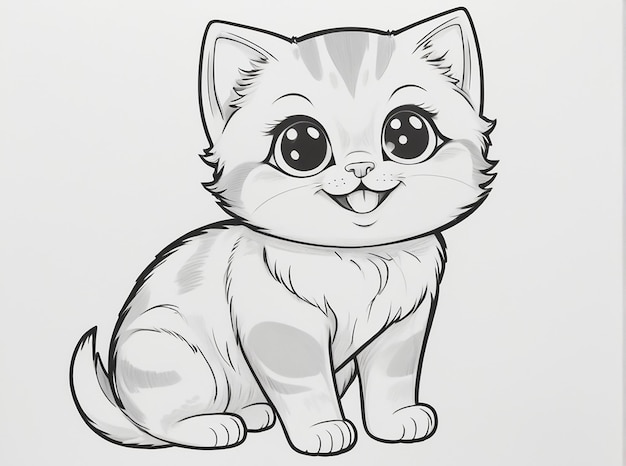 a drawing of a cat with big eyes and big eyes