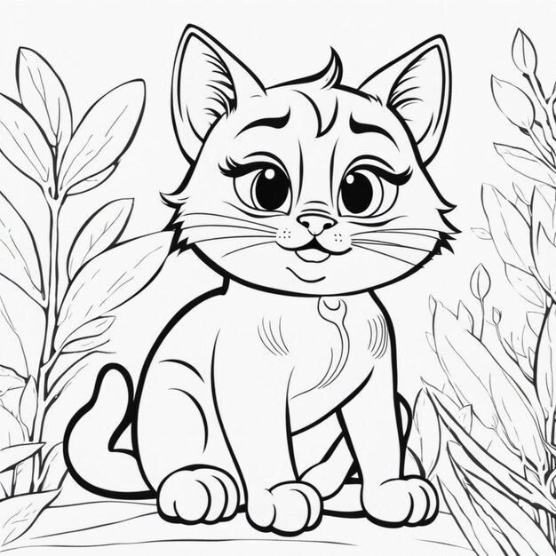 a drawing of a cat with a black and white face