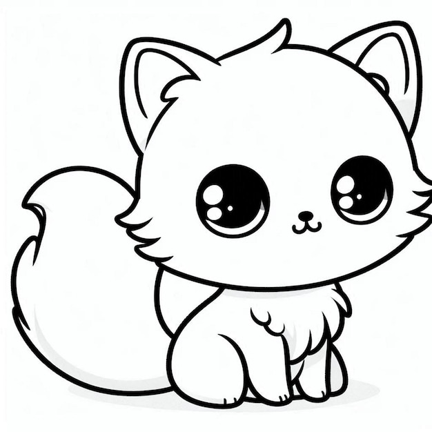 a drawing of a cat with a long tail