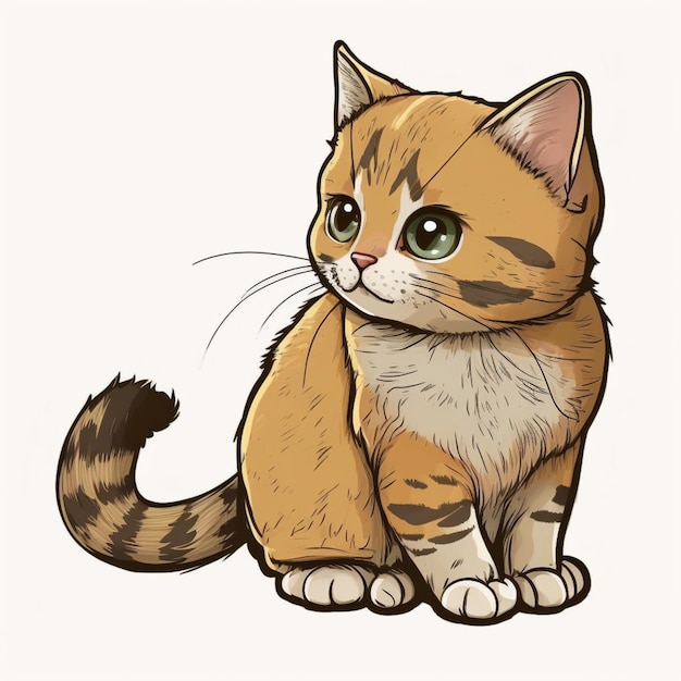 A drawing of a cat with a yellow stripe on its face.