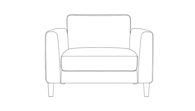 a drawing of a chair that has a white back and a gray background