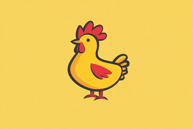 a drawing of a chicken that is yellow