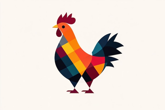 a drawing of a chicken with a colorful pattern on it