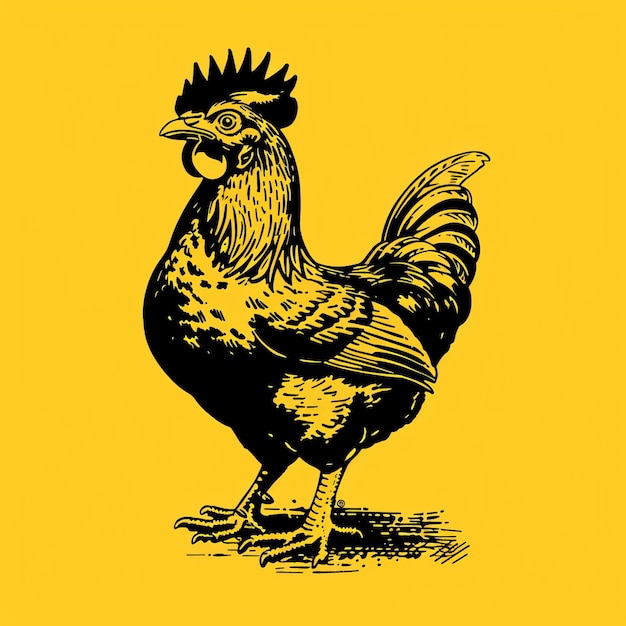 a drawing of a chicken with a crown on it