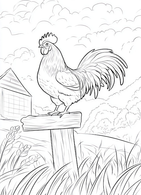 Photo a drawing of a chicken with a rooster on it