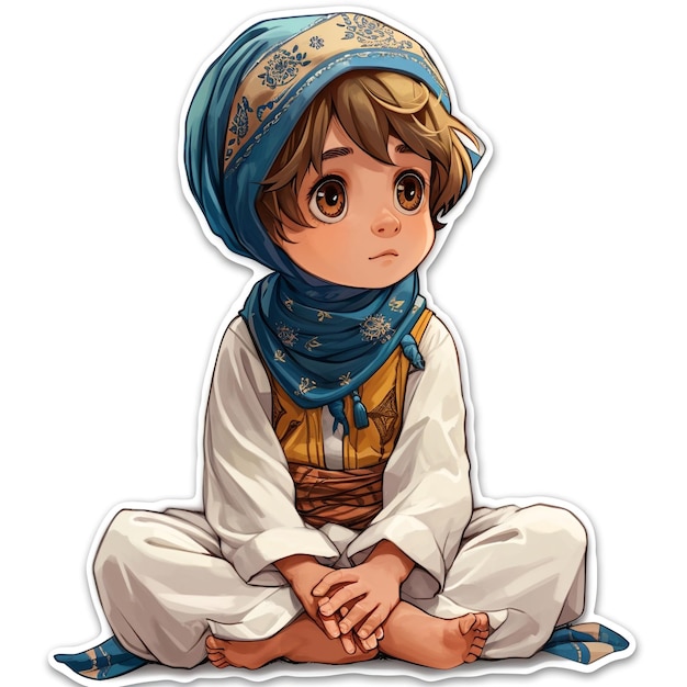 a drawing of a child with a blue scarf that says quot a little boy quot