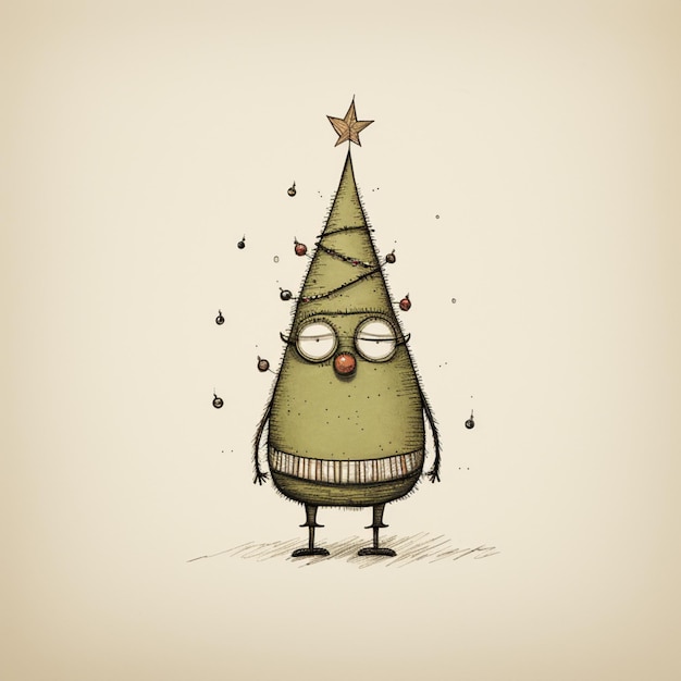 a drawing of a christmas tree with a star on it