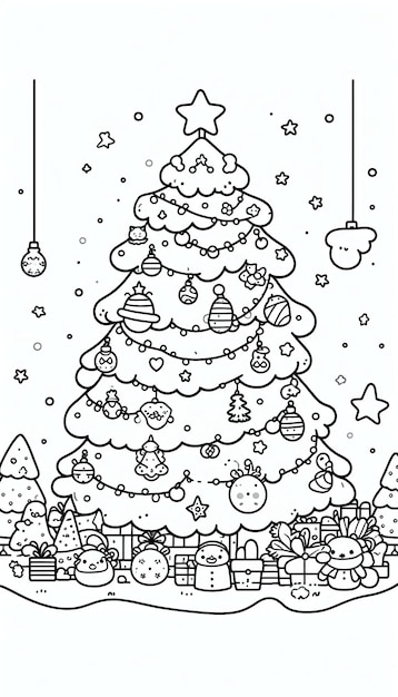 a drawing of a christmas tree with a star on it