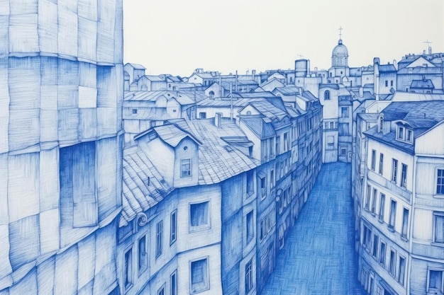 Drawing of city sketch street town