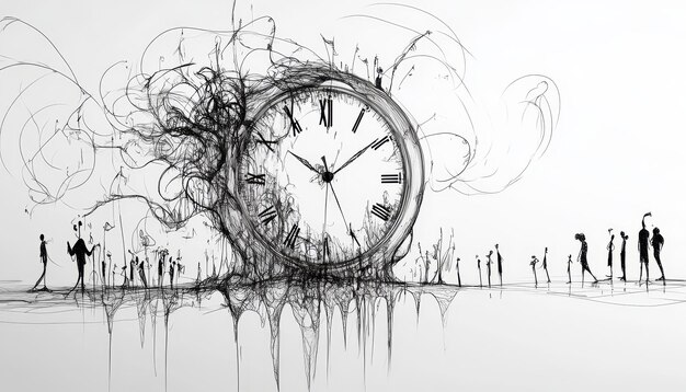 Photo a drawing of a clock with the time as 4 00