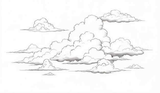 Photo a drawing of a cloud with a pencil drawing of a sailboat in the sky