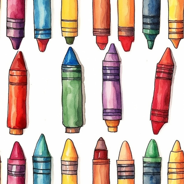 a drawing of colorful crayons.