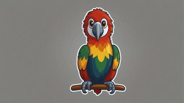 a drawing of a colorful parrot on a branch