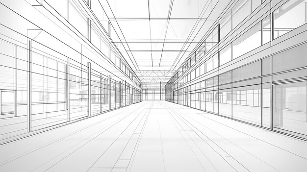 Photo a drawing connecting a large building with lines by artificial intelligence