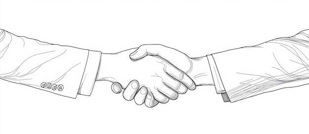 Drawing of a continuous single line showing a businessman shaking hands modern illustration of a business handshake