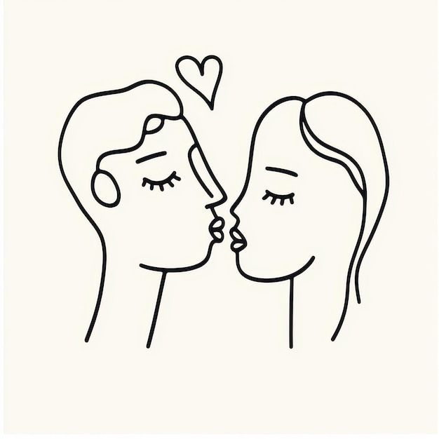 a drawing of a couple kissing and kissing