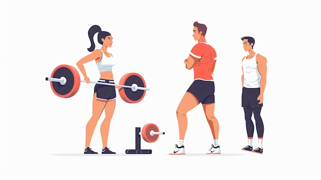 Photo a drawing of a couple of people with weights that say women are lifting weights