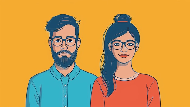 Photo a drawing of a couple with glasses on their head