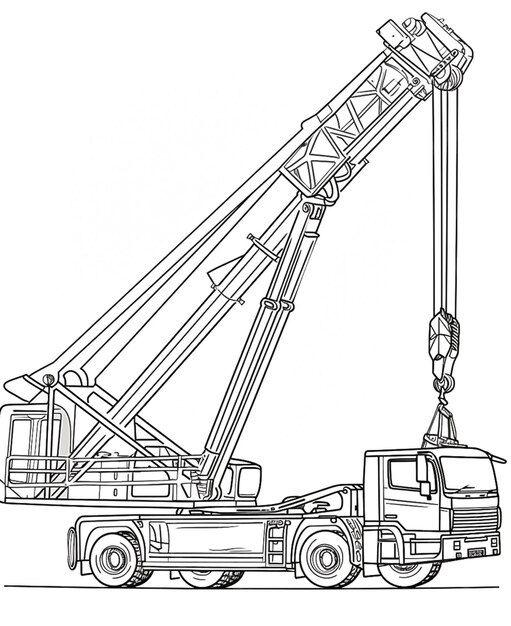 Photo a drawing of a crane is lifting a truck with a crane