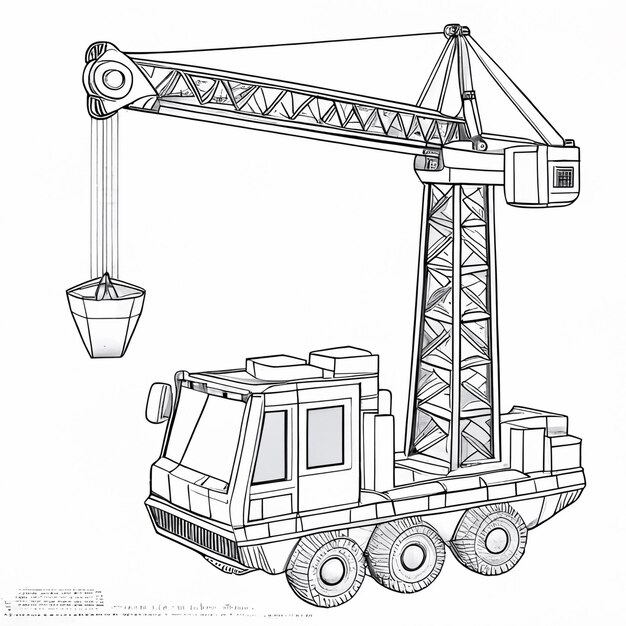 Photo a drawing of a crane with a bucket on its back generative ai