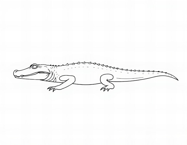 Photo a drawing of a crocodile that is drawn on a white background