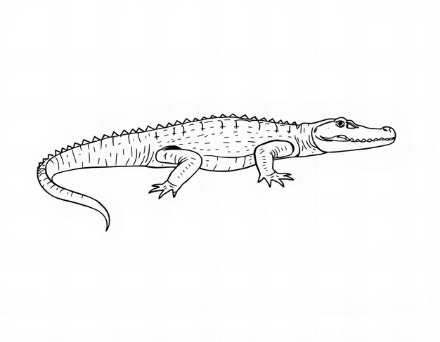 Photo a drawing of a crocodile that is drawn on a white paper