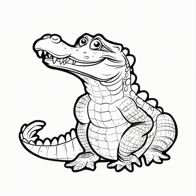 Photo a drawing of a crocodile with a black and white background