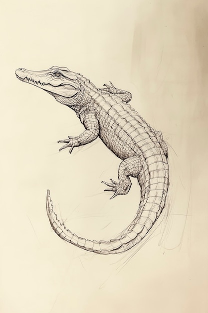 a drawing of a crocodile with a drawing of a crocodile