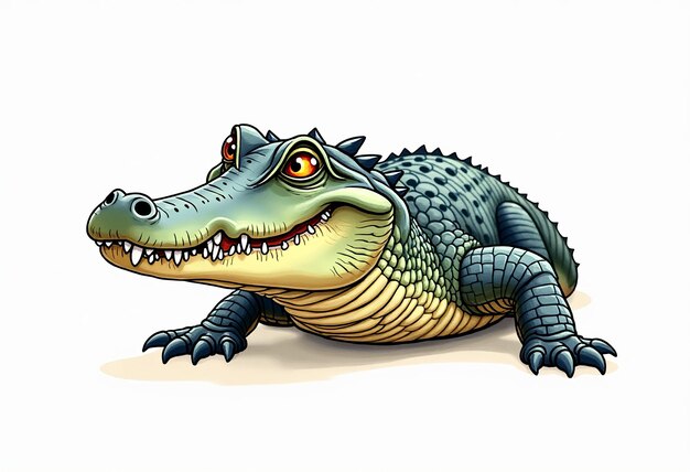 Photo a drawing of a crocodile with the mouth open