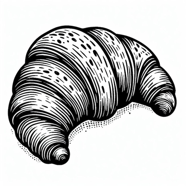 a drawing of a croissant with a black outline of a croissant