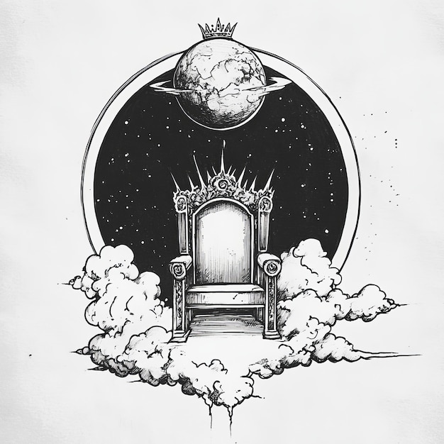 Photo a drawing of a crown and a throne with a crown on the top