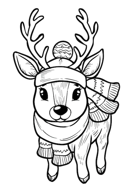 a drawing of a deer wearing a hat with antlers on it