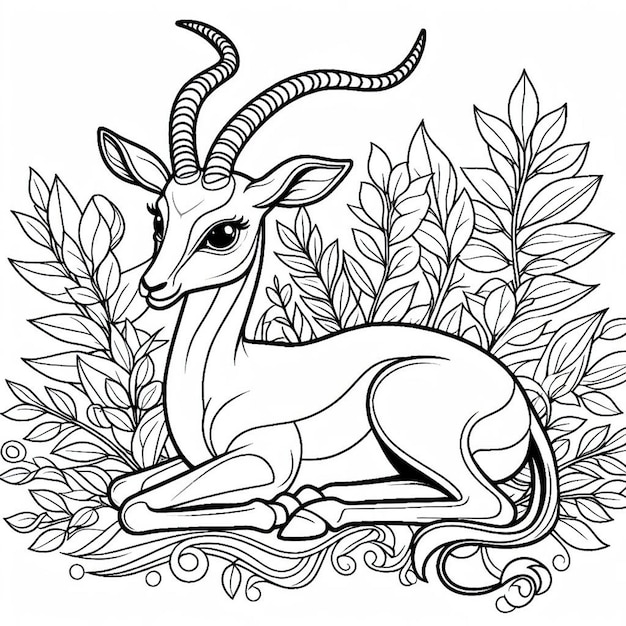 a drawing of a deer with a black and white background