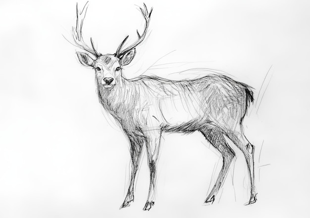 Photo a drawing of a deer with a black and white pattern