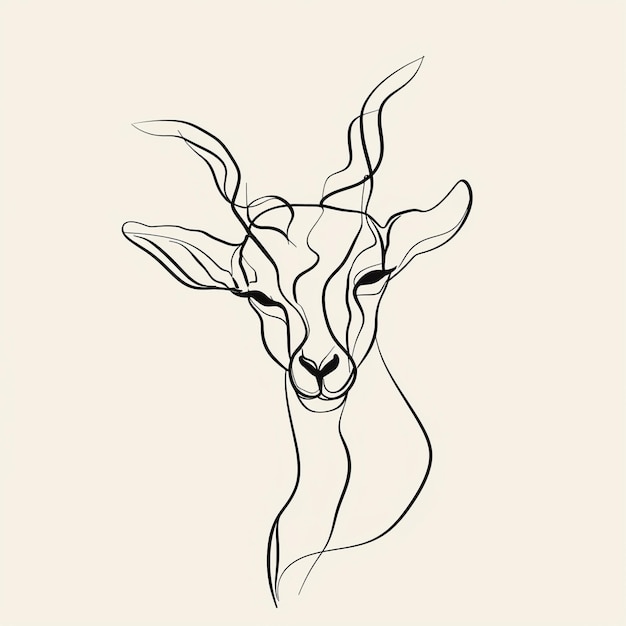 Photo a drawing of a deer with a long horns