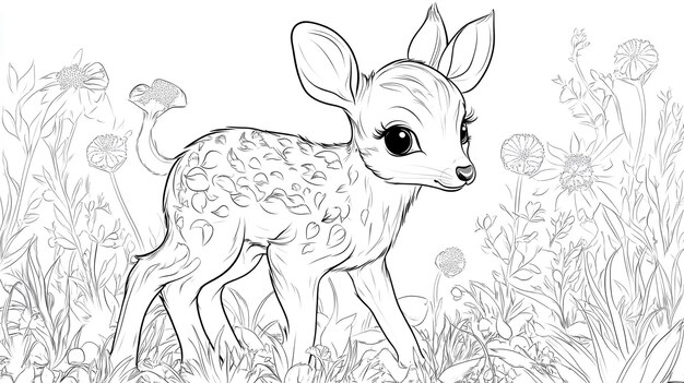 Photo a drawing of a deer with a mushroom on it