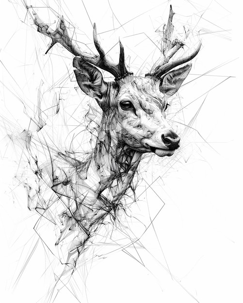 Photo a drawing of a deer with a pattern on it