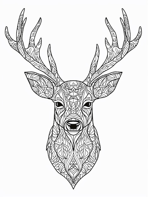 Photo a drawing of a deer with a pattern on its head