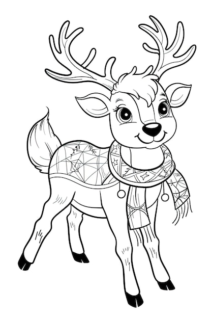 Photo a drawing of a deer with a sweater on it