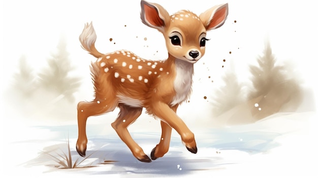 a drawing of a deer with a white spots on its face