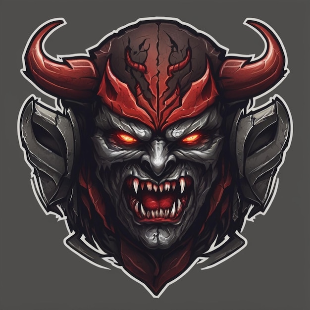 a drawing of a devil with red eyes and horns