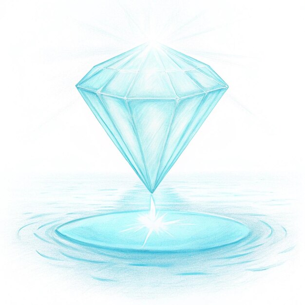 Photo a drawing of a diamond with a drop of water falling down