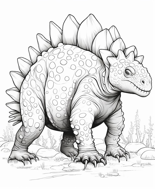 A drawing of a dinosaur with a large head and large legs generative ai