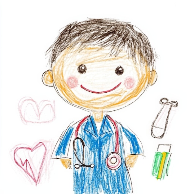 Photo a drawing of a doctor with a stethoscope on it