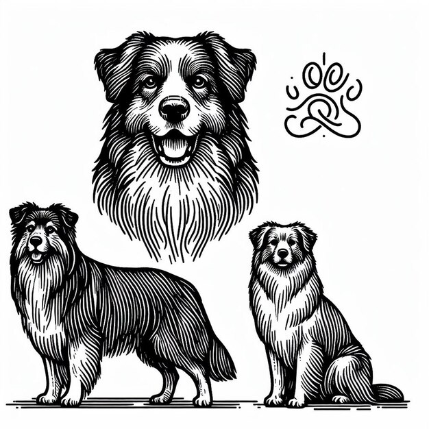 Photo a drawing of a dog and a dog with a logo that says  dog