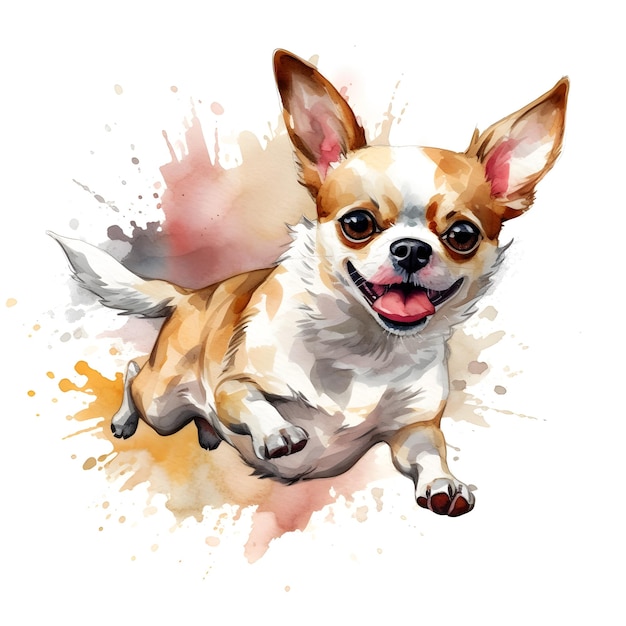 A drawing of a dog running with its tongue out and the mouth open.